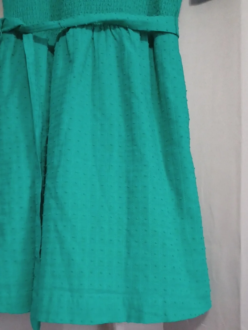 Draper James Green Smocked Puff Sleeve Square Neck Cotton Dress Pockets Size L